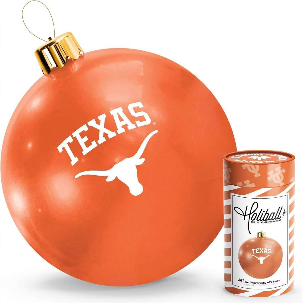 NEW HOLIBALL university of texas inflatable ornament in orange